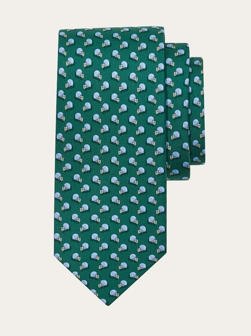 Football print silk tie