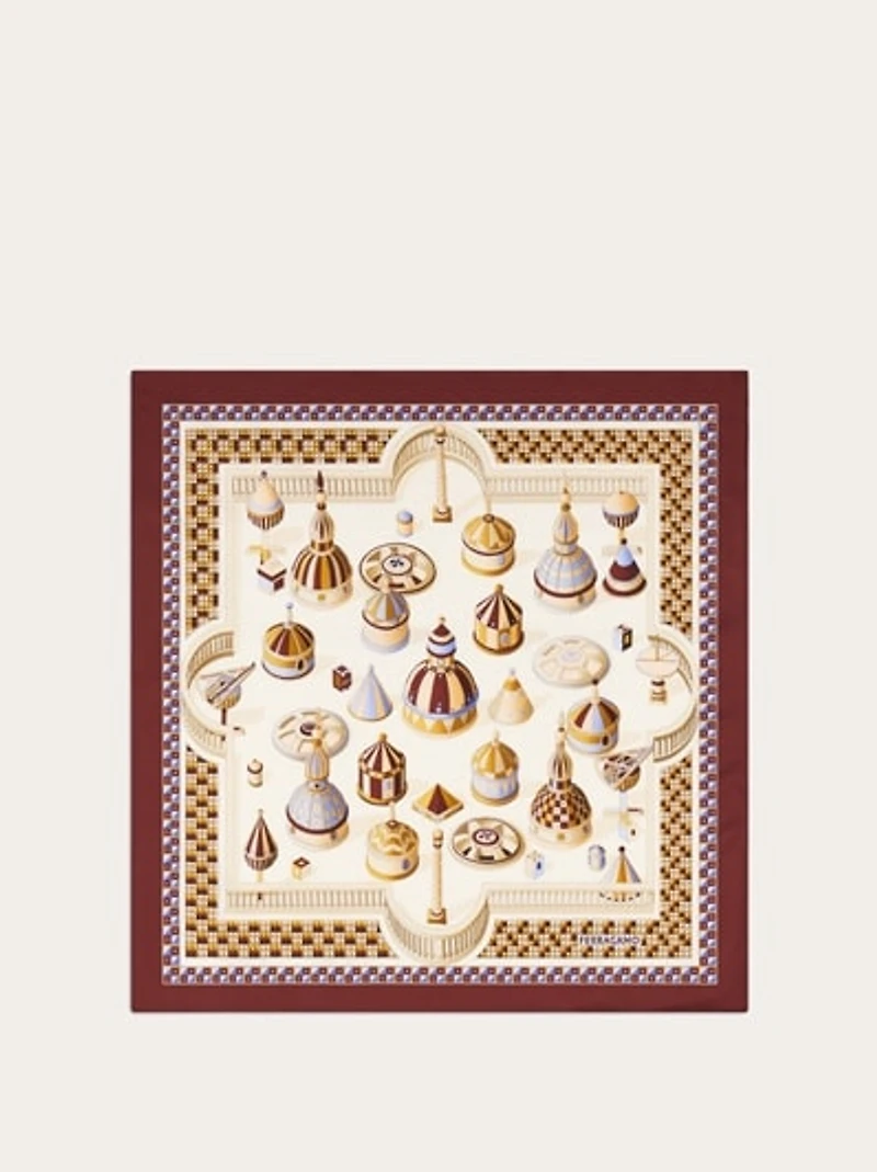 Geometrical renaissance print silk scarf