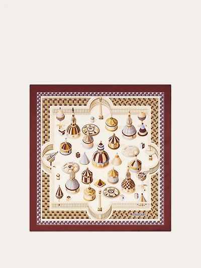 Geometrical renaissance print silk scarf