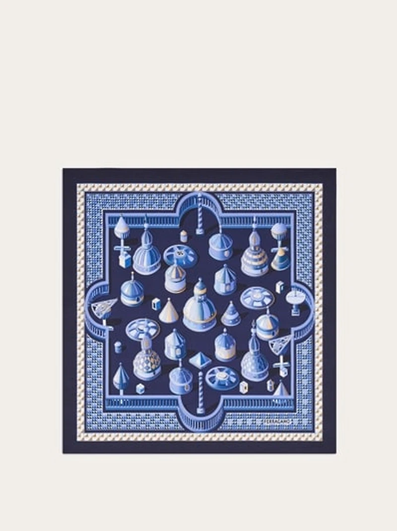 Geometrical renaissance print silk scarf