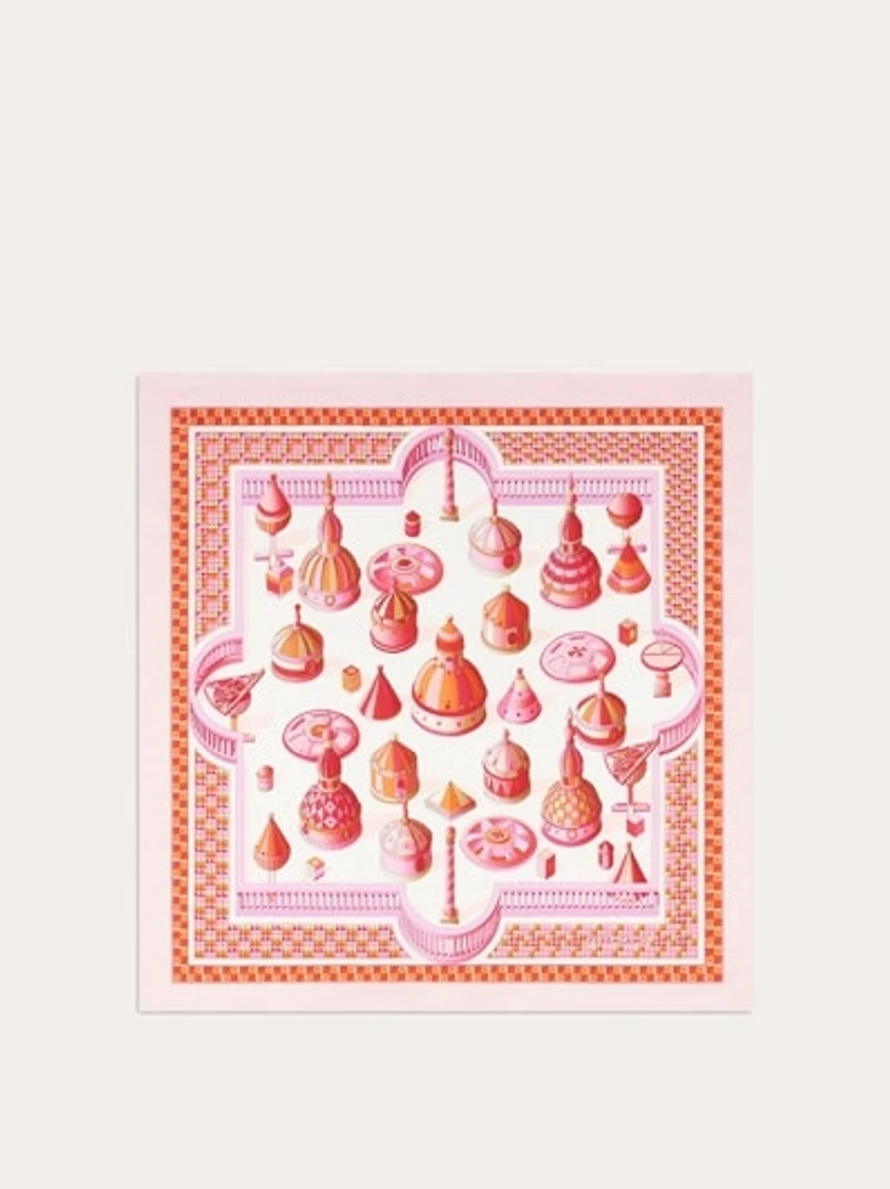 Geometrical renaissance print silk scarf