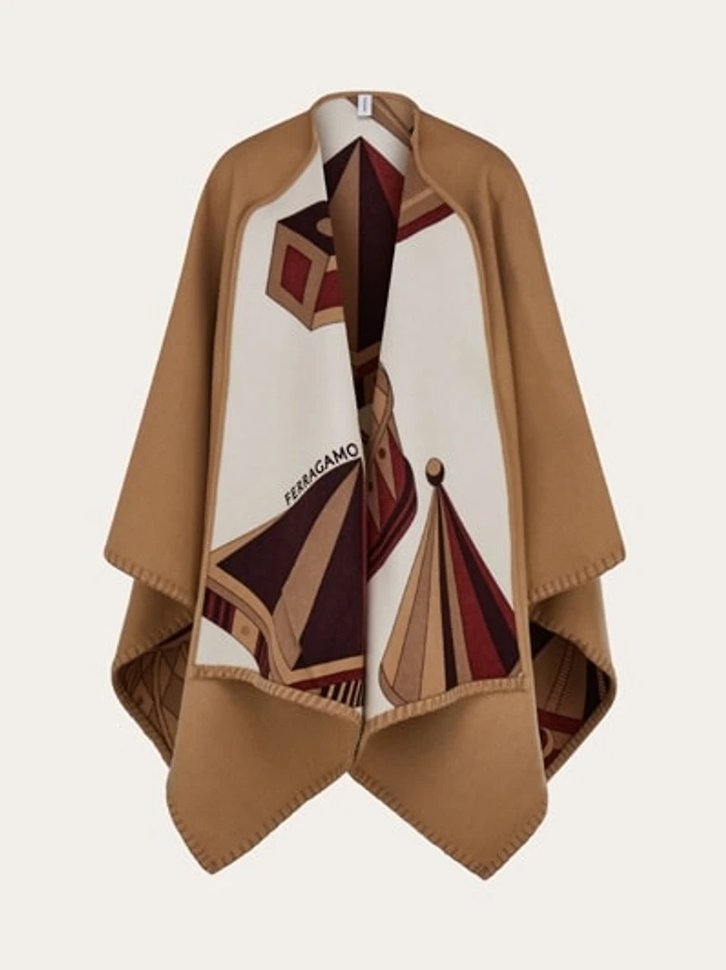 Geometrical renaissance print reversible cape