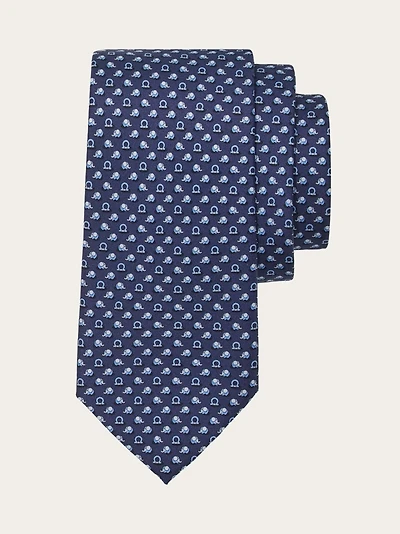 Elephant print silk tie