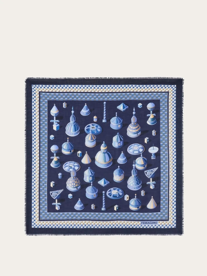 Geometrical renaissance print cashmere shawl