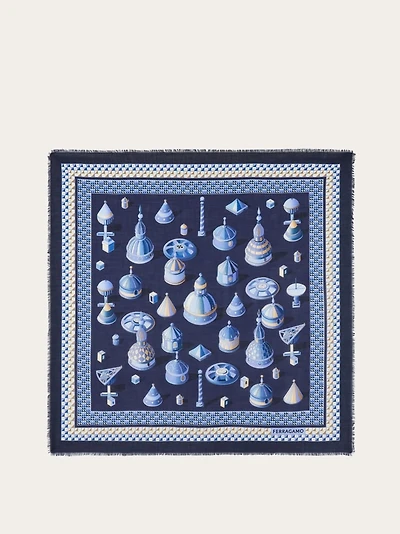 Geometrical renaissance print cashmere shawl