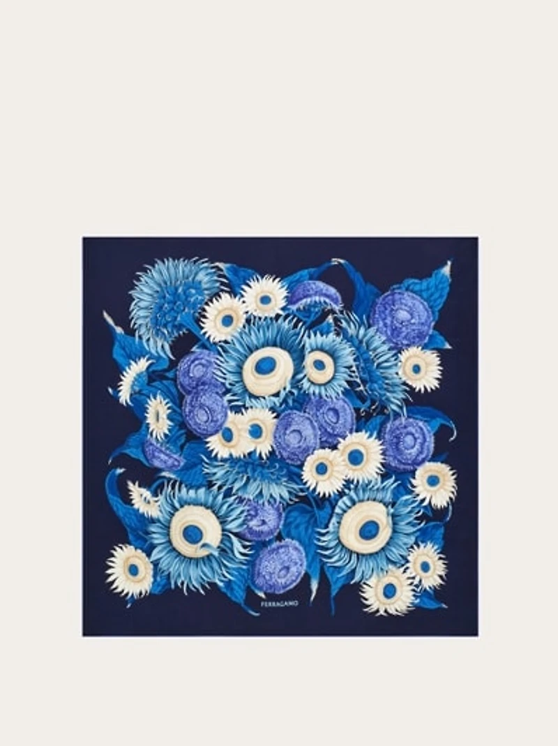 Sunflower print silk scarf