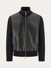 Bomber jacket in leather and wool