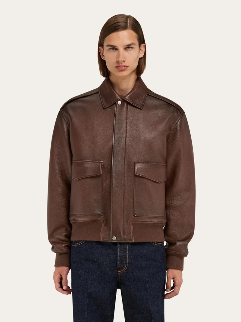 Leather blouson