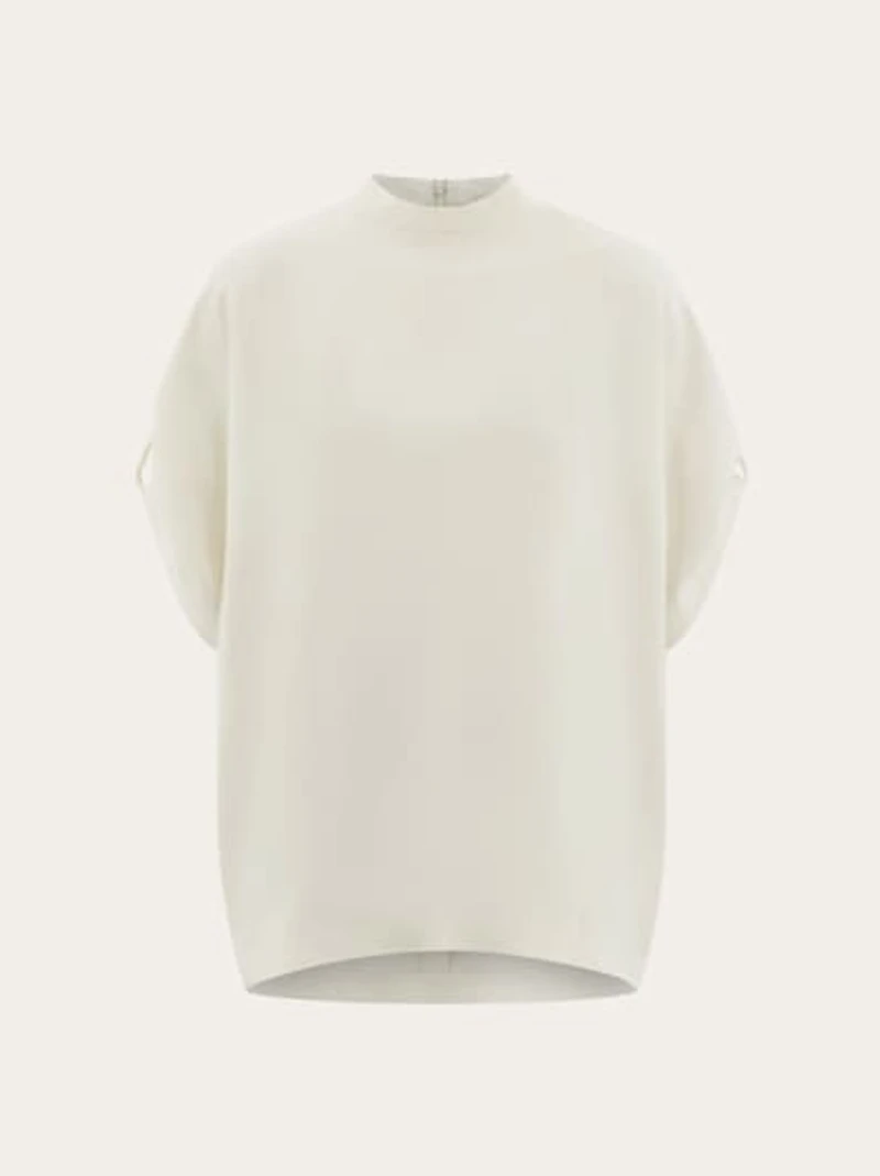 Crew neck T-shirt with turned up sleeve