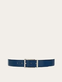 Reversible and adjustable belt with rectangular buckle