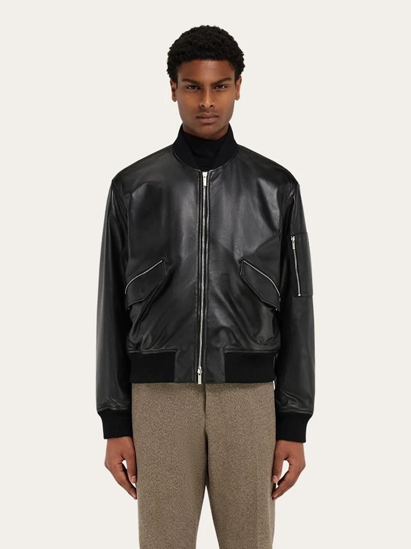 Bomber jacket in nappa leather
