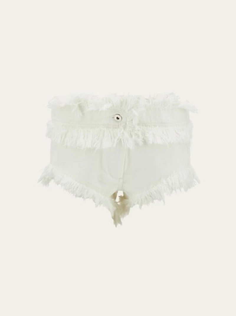 Frayed denim shorts