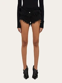 Frayed denim shorts