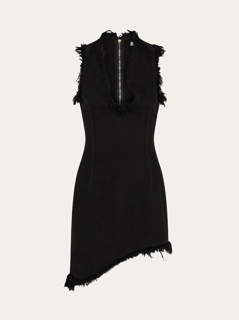 Mini dress with frayed edges