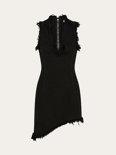 Mini dress with frayed edges