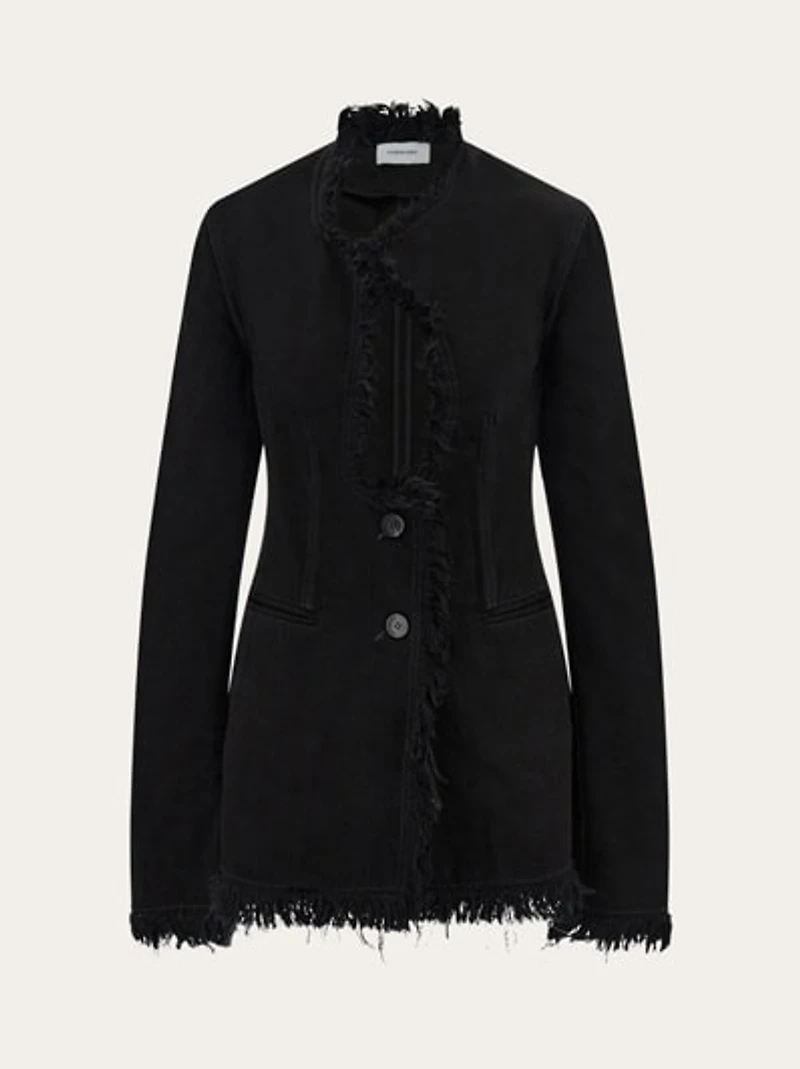 Cotton blazer with fringe detail