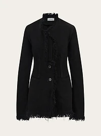 Cotton blazer with fringe detail