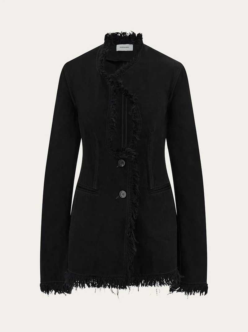 Cotton blazer with fringe detail