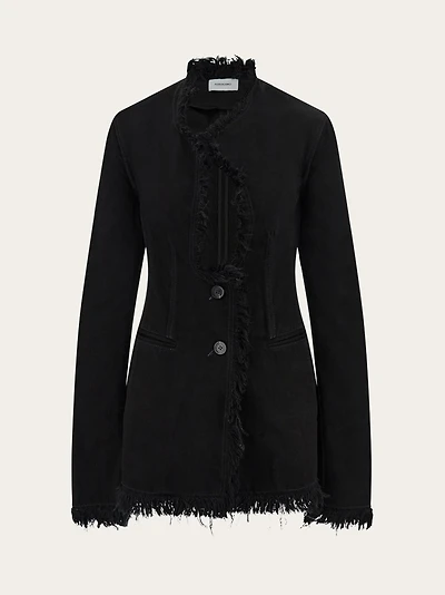 Cotton blazer with fringe detail