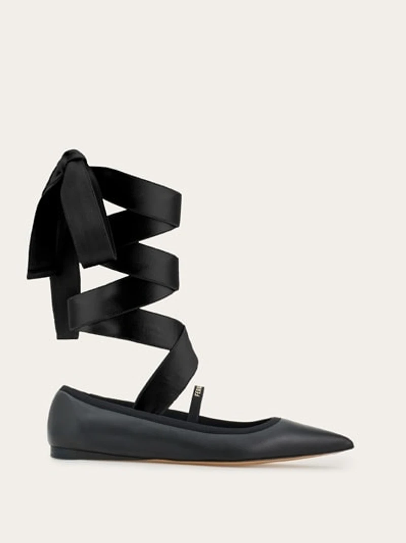 Ballet flat with ankle ribbon