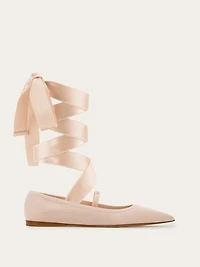 Ballet flat with ankle ribbon