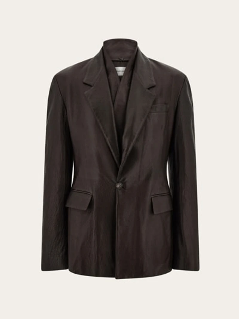 Grainy leather blazer