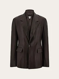 Grainy leather blazer
