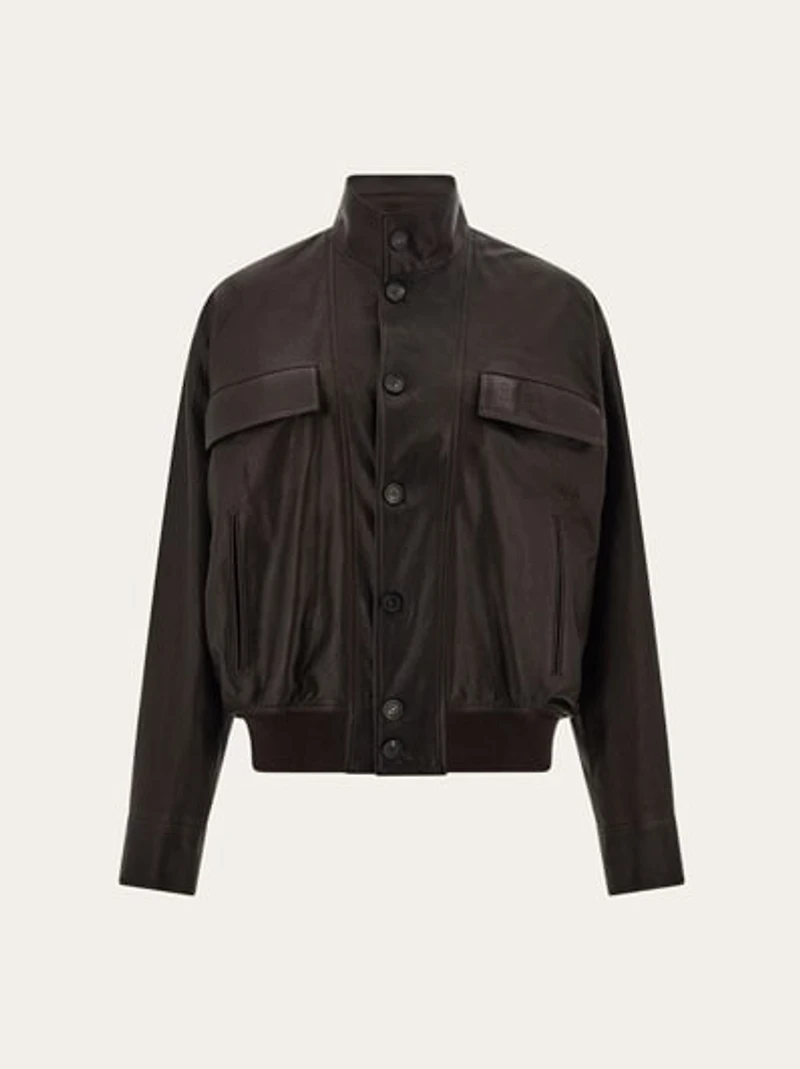 Grainy leather blouson