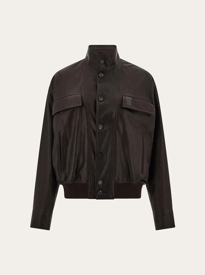 Grainy leather blouson