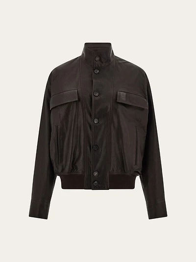 Grainy leather blouson