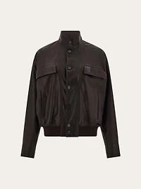 Grainy leather blouson