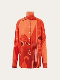 Fish print silk shirt with sash