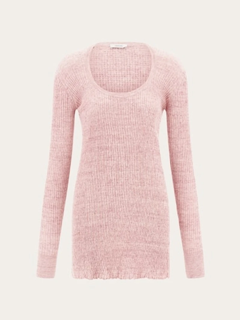 Long-sleeved linen mini dress