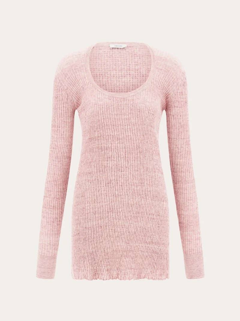 Long-sleeved linen mini dress