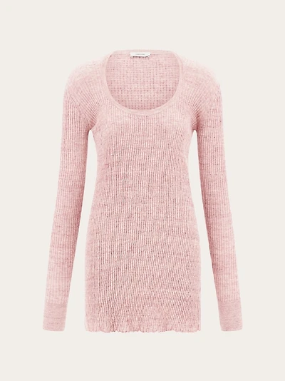 Long-sleeved linen mini dress