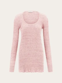 Long-sleeved linen mini dress