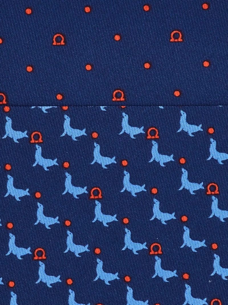 Seal print silk tie