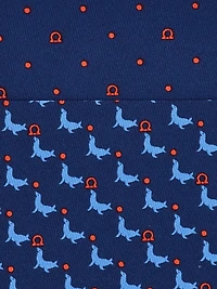 Seal print silk tie