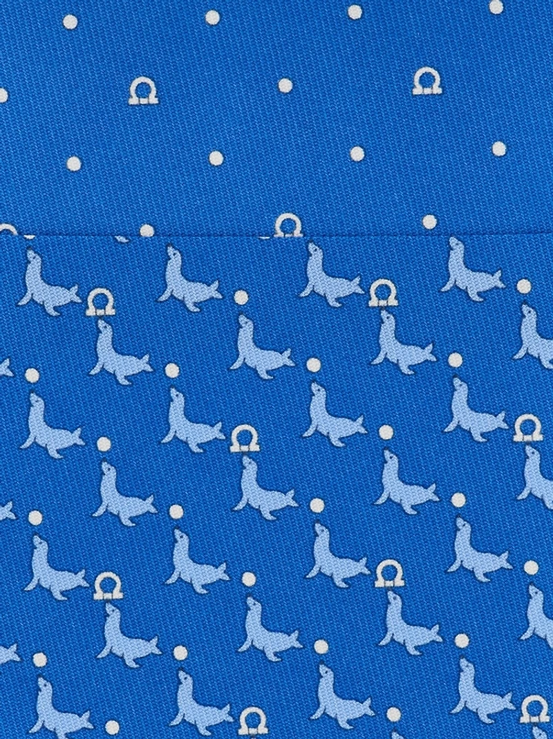 Seal print silk tie