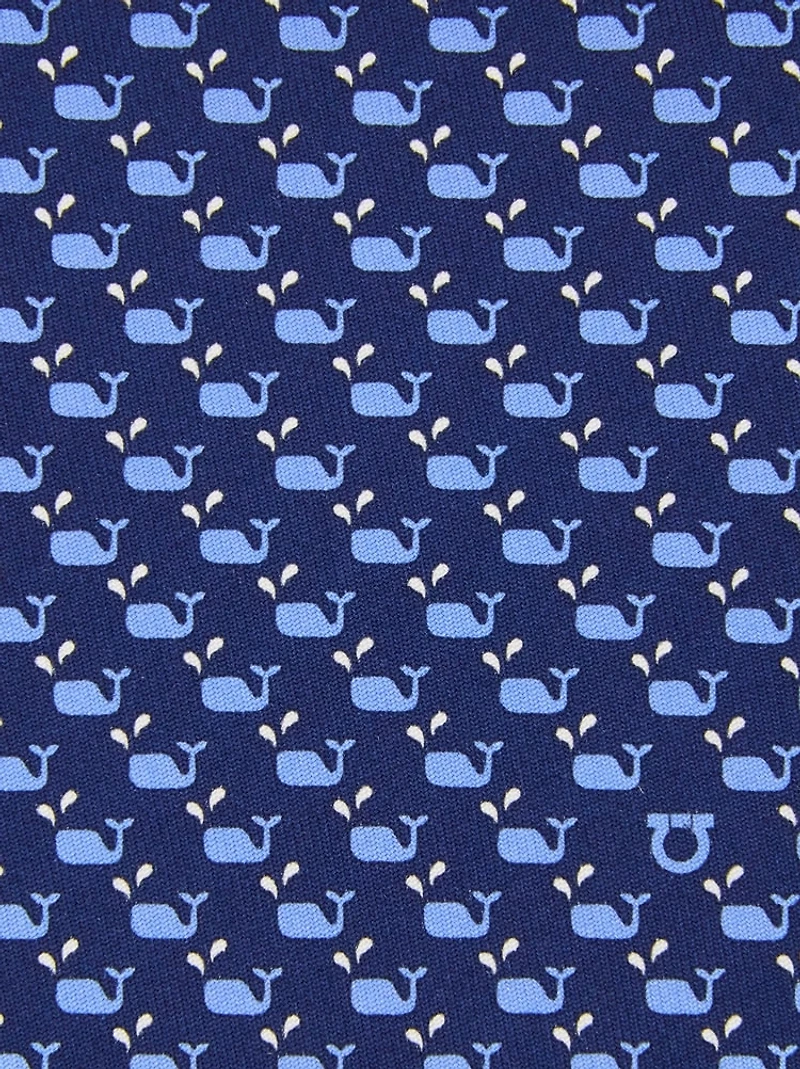 Whale print silk tie