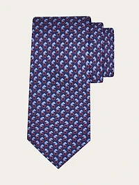 Feline print silk tie