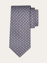 Feline print silk tie