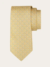 Gancini print silk tie