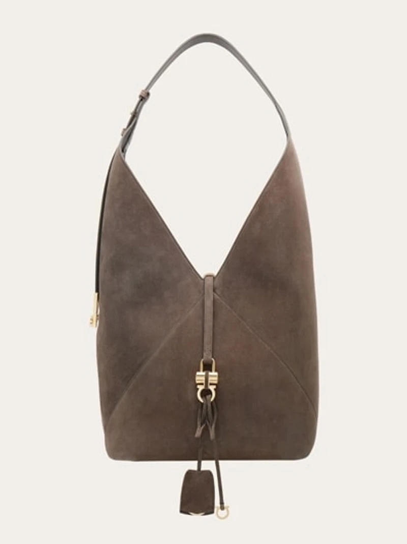 V-shaped hobo bag (L