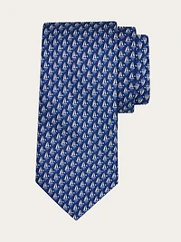 Sailing boat print silk tie