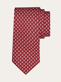 Sailing boat print silk tie