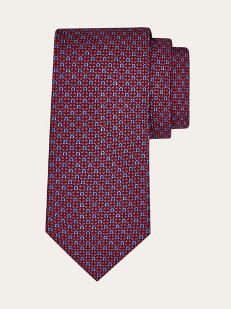 Gancini and hearts printed silk tie