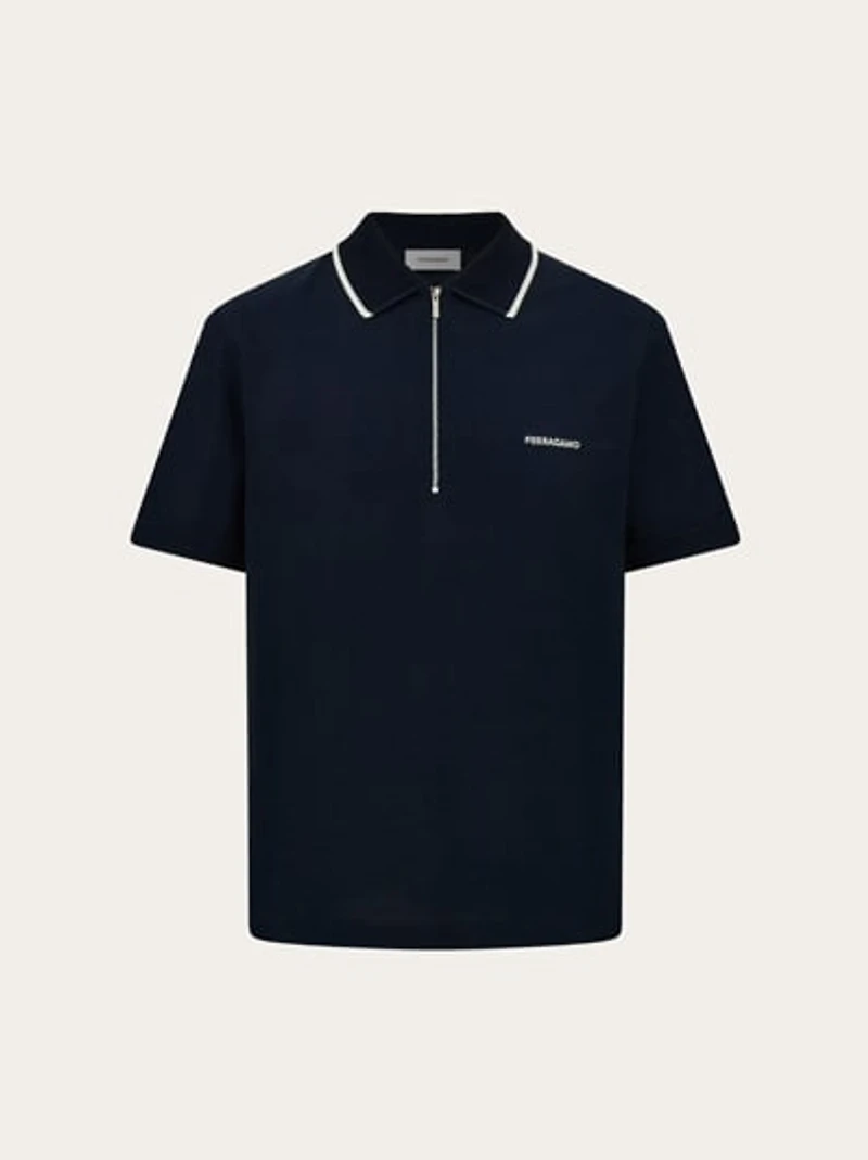 Cotton polo shirt with zip closure