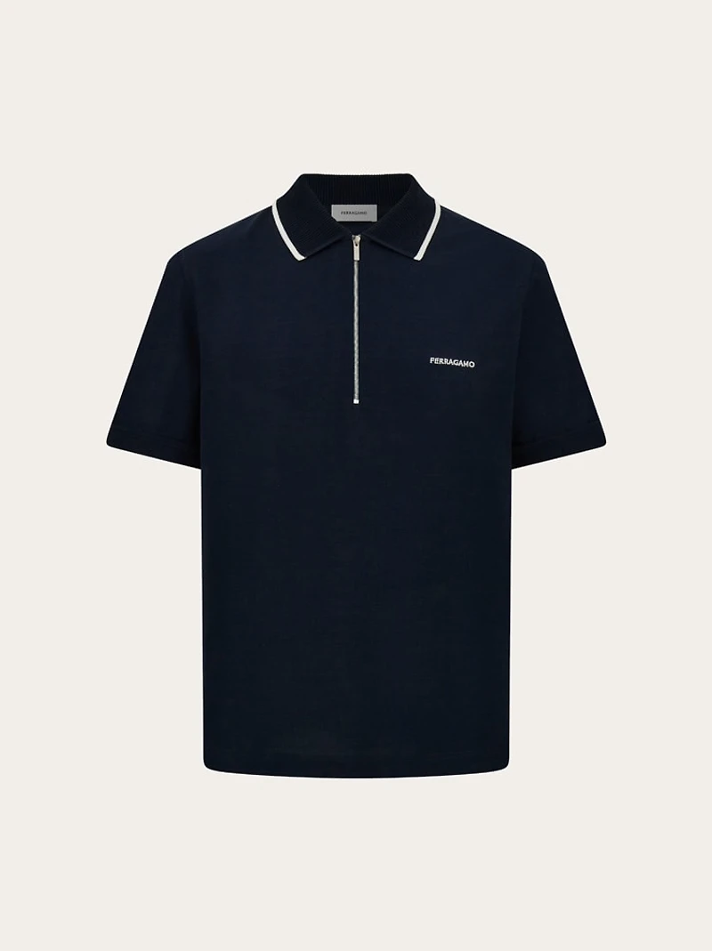Cotton polo shirt with zip closure