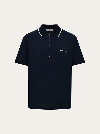 Cotton polo shirt with zip closure
